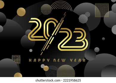 Happy New Year 2023, golden line numbers. 20 23 creative Christmas design for greeting card, discount poster or sale banner. Vector illustration
