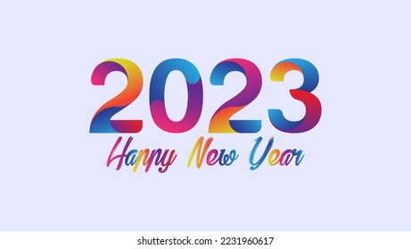 Happy new year 2023. Gradient Colorful Number Concept. White background. Creative colorful decoration. Suitable for banners, social media, posters etc