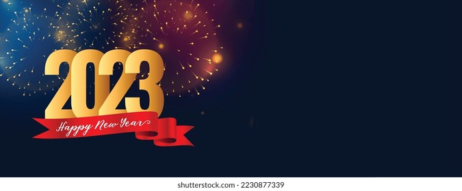 happy new year 2023 grand celebration banner with firework vector 