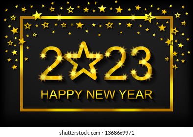 Happy New Year 2023 - greeting card, flyer, invitation - vector illustration