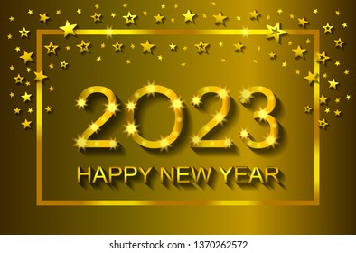 Happy New Year 2023 - greeting card, flyer, invitation - vector illustration