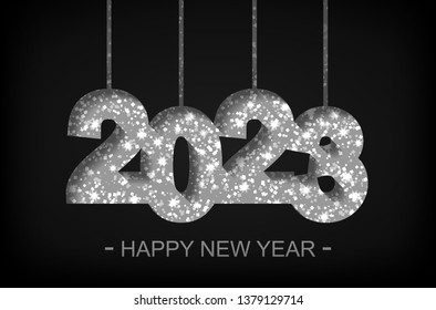 Happy New Year 2023 - greeting card, flyer, invitation - vector illustration