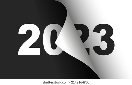 Alles Gute zum Neujahr 2023! Grußkartendesign-Vorlage. Ende 2022 und Anfang 2023. Das Konzept des Beginns des Neujahrs. Die Kalenderseite wechselt und das neue Jahr beginnt.