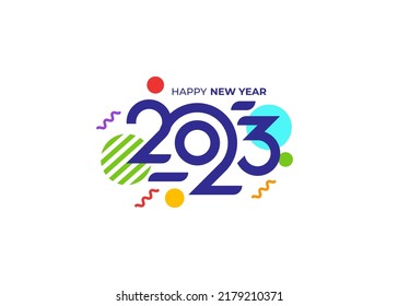 Happy New Year 2023 Greeting banner logo design illustration, Creative and Colorful 2023 new year vector