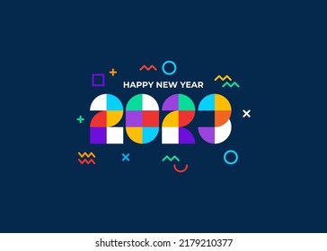 Happy New Year 2023 Greeting banner logo design illustration, Creative and Colorful 2023 new year vector