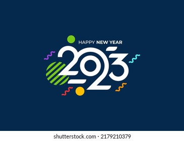Happy New Year 2023 Greeting banner logo design illustration, Creative and Colorful 2023 new year vector - Shutterstock ID 2179210379