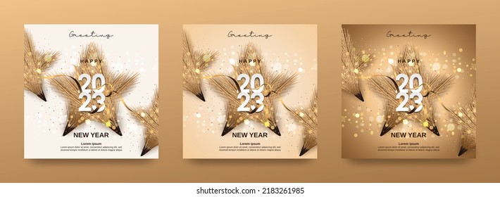 Happy new year 2023. 2023 new year greeting square template