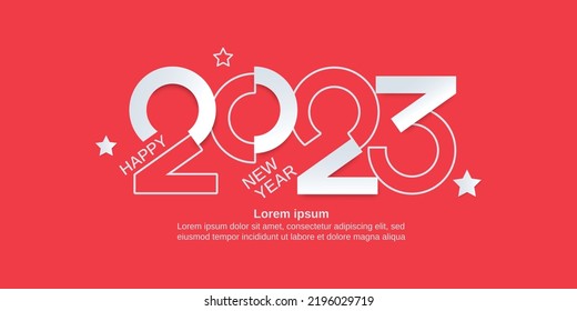 Happy new year 2023. 2023 new year greeting on red background