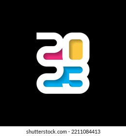 Happy New Year 2023. Greeting card. Brochure or cover design template. Cover of business diary for 20 23. Vector.