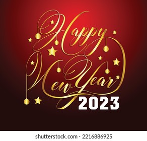 Happy New Year 2023 Greeting Card Holiday Vector Illustration.