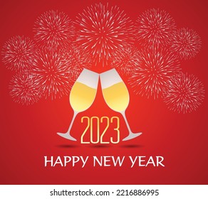 Happy New Year 2023 Greeting Card Holiday Vector Illustration.