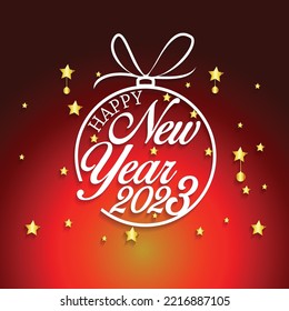 Happy New Year 2023 Greeting Card Holiday Vector Illustration.