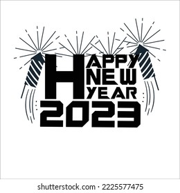 Happy New Year 2023 Greeting Card. Holiday Vector Illustration, Banner, Poster.