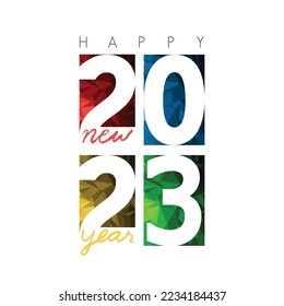 Happy new year 2023, horizontal banner. Brochure or calendar cover design template. Cover of business diary for year 2023. The art of paper cut.