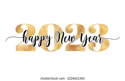 happy new year 2023 - Inspirational New Year beautiful handwritten quote, gift tag, lettering message. Hand drawn winter, January phrase. Handwritten modern brush calligraphy for 2023. Mug subtitles. svg