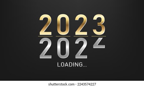 Happy new year 2023 loading countdown. vector illustration design. start new year with a number 2023. business planning target.