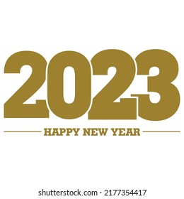 Happy New Year 2023 logo design, New Year 2023 text design isolated on white background