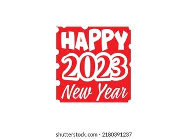 Feliz logotipo de año nuevo 2023, cartel, plantilla de diseño de camisetas