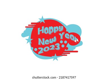 Happy new year 2023 logo, banner and t shirt design template