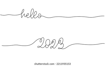 Happy new year 2023 logo text design  2023 year number one continuous line drawing  Vector illustration and black lines isolated white background