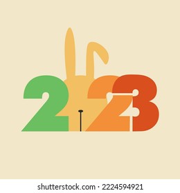 happy new year 2023 logo rabbit chinese new year