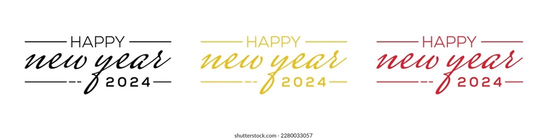 Happy New Year 2023 Logo. Abstract Hand drawn creative calligraphy vector logo design. 2023 New year Logo Design