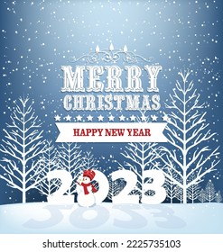 Happy new year 2023. luxury Christmas background design for greeting card, discount poster or sale banner