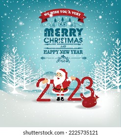 Happy new year 2023. luxury Christmas background design for greeting card, discount poster or sale banner