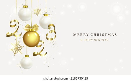 Happy New Year 2023. Merry Christmas. Golden design.