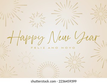 Happy New Year 2023 Merry Chistmas ano novo reveillon lettering design poster elegant modern elements