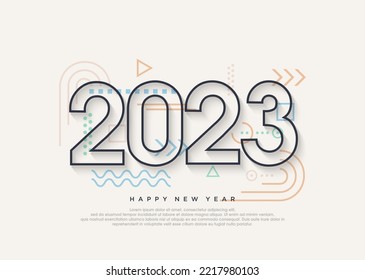 Happy new year 2023 number 3d in blue and yellow.