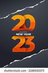 Happy new year 2023 number. Template design  background
