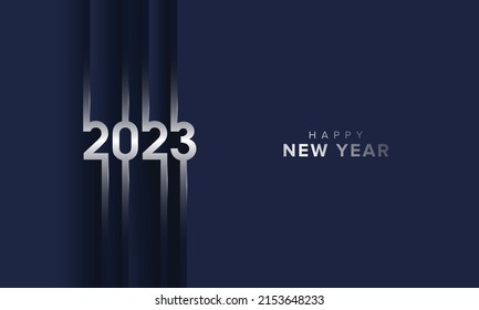 Happy new year 2023 on dark blue background. 2023 new year