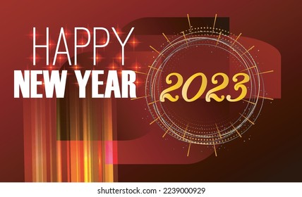 Happy new year 2023 on red background
