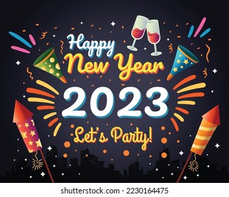 Happy new Year 2023, New Year Party, New Year Night, Firework,2023, Welcome New Year