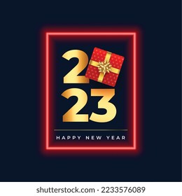 happy new year 2023 poster with christmas giftbox design 