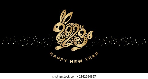 Happy New Year 2023 Year Rabbit Stock Vector (Royalty Free) 2142284957