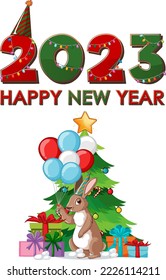 Happy new year 2023 rabbit year illustration