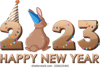 Happy new year 2023 rabbit year illustration