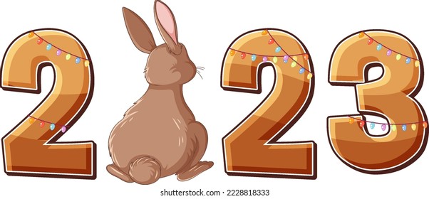 Happy new year 2023 rabbit year illustration