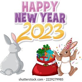 Happy new year 2023 rabbit year illustration