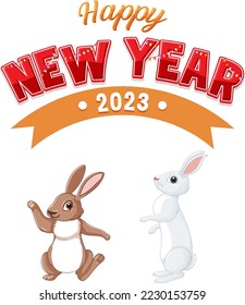 Happy new year 2023 rabbit year illustration