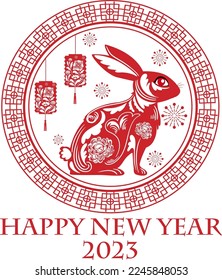 Happy New Year 2023 Year of the Rabbit illustration