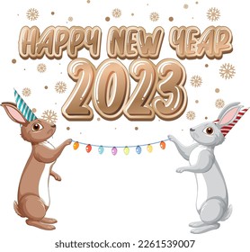 Happy new year 2023 rabbit year illustration