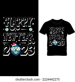 Happy New Year 2023 Retro T-Shirt Design,New Year Design, New Year Crew, Happy New Year T-shirt Design.
