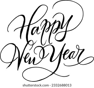 Feliz Año Nuevo 2023 con letras de texto a mano. Plantilla de diseño Cartel de tipografía de celebración, cartel o tarjeta de saludo para Feliz Navidad y feliz año nuevo. Ilustración vectorial