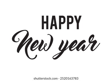 Feliz Ano Novo 2023 script texto mão lettering. Cartaz de tipografia de celebração de modelo de design, banner ou cartão de saudação para Feliz Natal e feliz ano novo. Ilustração de vetor