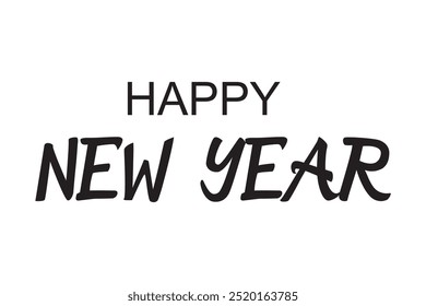 Happy New Year 2023 script text hand lettering. Design template Celebration typography poster, banner or greeting card for Merry Christmas and happy new year. Vector Illustration