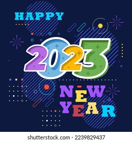 Happy new year 2023 simple flat design. Trendy and modern design for 2023 new year banner, flyer, greeting card and social media
