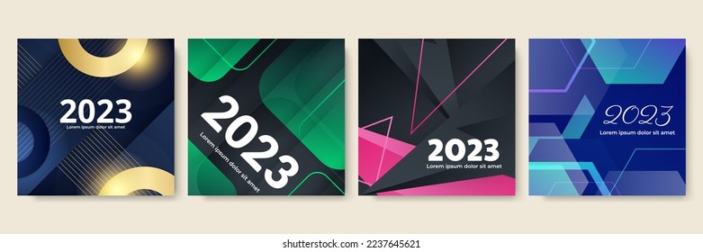 Happy new year 2023 social media template and greeting card design